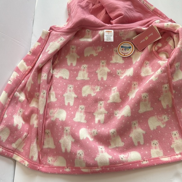 Gymboree girls fleece pink and white polar bear sweater jacket sweatshirt size 6 - Picture 7 of 8